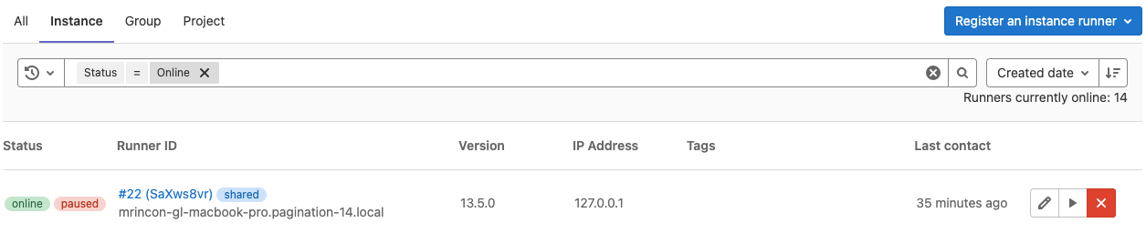 按状态过滤的 Runner 属性。